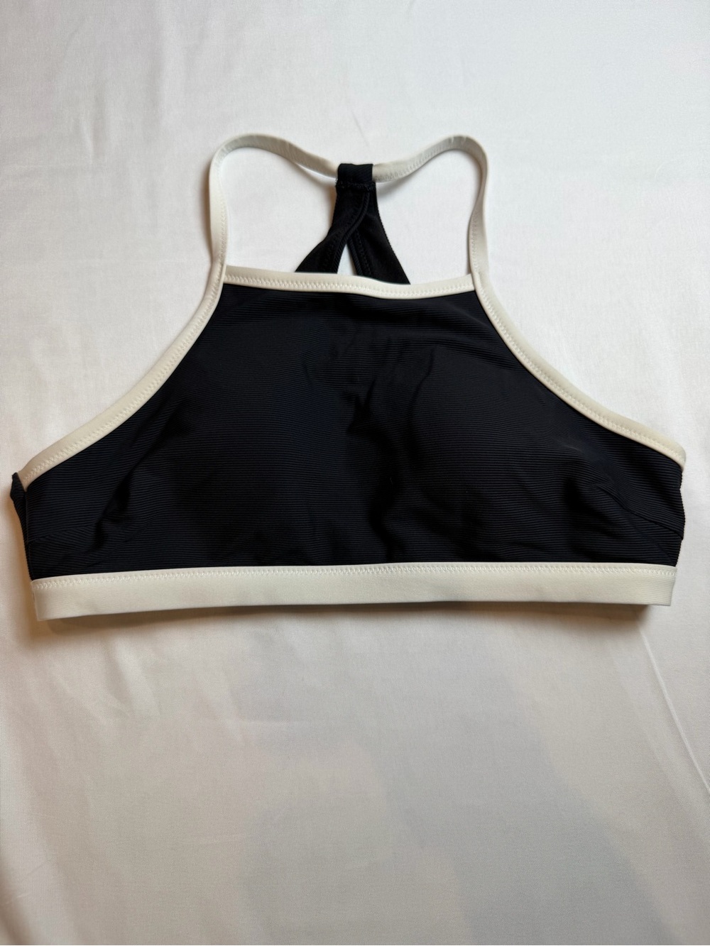Athleta XS Black & White High Neck Racerback Bikini Swim Top